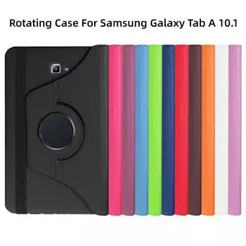 Вращающийся на 360 градусов чехол для Samsung Galaxy Tab A 10,1 2016, чехол T580 T585 SM-T580 SM-T585, чехол-подставка из искусственной кожи, чехол для планшета чёрный