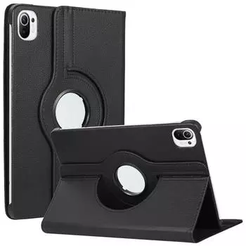 Вращающийся на 360 градусов чехол для Xiaomi Mi Pad 5 MiPad 5 Pro 11 Folio, откидная крышка-подставка из искусственной кожи, чехол для планшета, чехол для Xiaomi Pad 5 чёрный