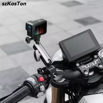 Вращающийся на 360 градусов держатель для камеры мотоцикла, крепление на руль, зеркало заднего вида, кронштейн для экшн-камер GoPro Hero 13 12 11 10 9 8 Motocycle