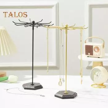 Вращающийся на 360 градусов держатель для ожерелий-органайзер с крючками, устойчивое основание, не допускающее спутывания, многоцелевая подставка для демонстрации ожерелий и браслетов чёрный