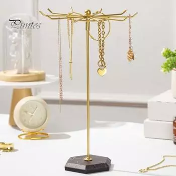 Вращающийся на 360 градусов держатель для ожерелий-органайзер с крючками, устойчивое основание, не допускающее спутывания, многоцелевая подставка для демонстрации ожерелий и браслетов чёрный