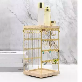 Вращающийся на 360 градусов держатель для сережек, органайзер для ювелирных изделий, простая в установке стойка для демонстрации сережек-гвоздиков чёрный