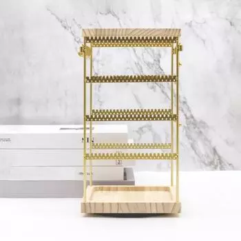 Вращающийся на 360 градусов держатель для сережек, органайзер для ювелирных изделий, простая в установке стойка для хранения сережек-гвоздиков с поддоном для колец чёрный