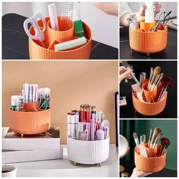 Вращающийся на 360 градусов держатель кистей для макияжа, настольный косметический органайзер, вращающийся настольный ящик для хранения, портативный держатель для губной помады, подводки для глаз