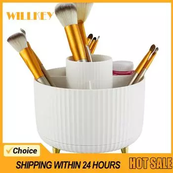 Вращающийся на 360 градусов держатель кистей для макияжа, настольный косметический органайзер, вращающийся настольный ящик для хранения, портативный держатель для губной помады, подводки для глаз, домашний