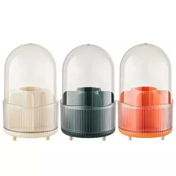 Вращающийся на 360 градусов держатель кистей для макияжа, косметический органайзер с крышкой для туалетного столика, многофункциональный держатель для ручек, коробка для хранения помады белый