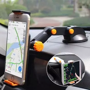 Вращающийся на 360 градусов держатель телефона на приборной панели автомобиля, крепление на присоске для мобильного телефона, навигатора, ПК чёрный