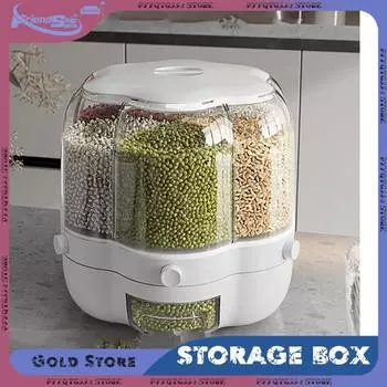 Вращающийся на 360 градусов контейнер для хранения зерна, пищевой диспенсер, герметичный контейнер для хранения рисового зерна, защищенный от насекомых, кухонные принадлежности