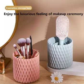 Вращающийся на 360 градусов контейнер для хранения косметических кистей, помады, карандаша для бровей, теней для век, многоцелевой контейнер для ручек Non rotating розовый