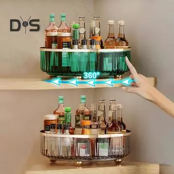 Вращающийся на 360 градусов лоток для хранения специй, большая вместимость, прочная несущая способность, ящик для хранения косметики и приправ, кухонный органайзер серый