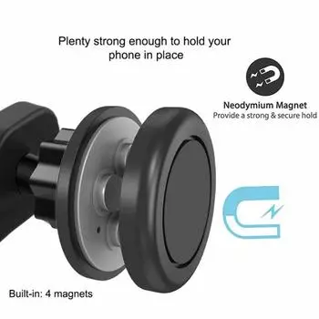 Вращающийся на 360 градусов магнитный автомобильный крючок для сумок с держателем для мобильного телефона магнитно притягивает кронштейн для заднего сиденья автомобиля чёрный