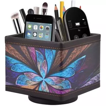 Вращающийся на 360 градусов настольный ящик для хранения вещей с дистанционным управлением, офисный стол, многофункциональный канцелярский ящик для отделки, кожа