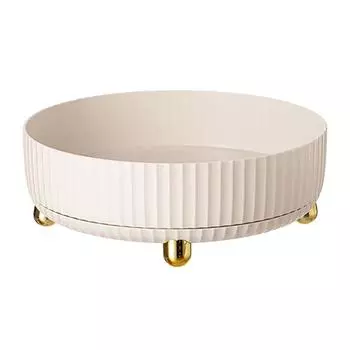 Вращающийся на 360 градусов поднос для хранения Инновационный органайзер для специй в стиле легкой роскоши Вращающийся столик Органайзер для макияжа белый