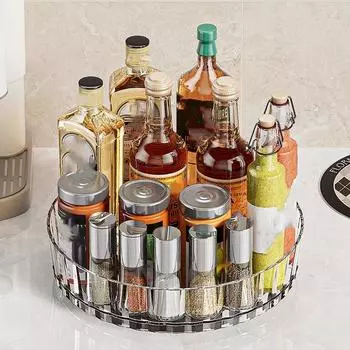 Вращающийся на 360 градусов поднос для специй, вращающееся основание, кухонный органайзер для кухни белый