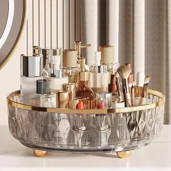 Вращающийся на 360 градусов поднос, прозрачный пластиковый ящик для хранения косметики, кладовая, поворотный стол с основанием, кухонная стойка для специй для бутылок с приправами зелёный