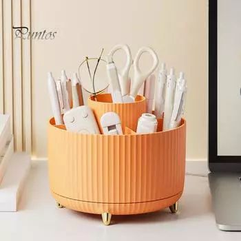 Вращающийся на 360 градусов ящик для хранения косметики, большая вместимость, несколько отделений, органайзер для канцелярских принадлежностей, держатель для кистей для макияжа