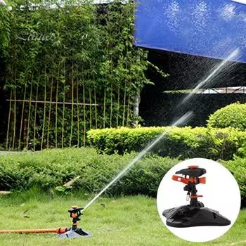 Вращающийся на 360 градусов разбрызгиватель для газона, регулируемый, универсальный, простой в установке, садовый разбрызгиватель для воды, эффективный и стабильный инструмент для орошения оранжевый/чёрный