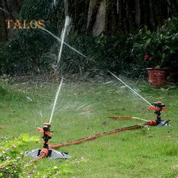 Вращающийся на 360 градусов разбрызгиватель для газона, регулируемый, универсальный, простой в установке, садовый разбрызгиватель для воды, эффективный и стабильный инструмент для орошения оранжевый/чёрный