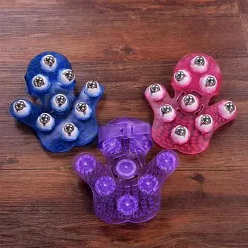 Вращающийся на 360 градусов ручной массажер для всего тела в форме ладони с девятью шариками розовый