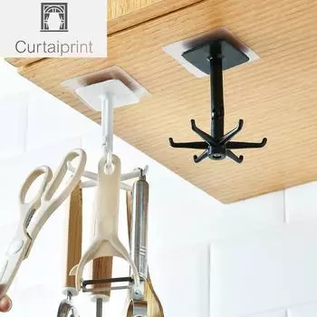 Вращающийся на 360 градусов складной крючок, многоцелевые крючки из АБС-пластика без перфорации, кухонный крючок, водонепроницаемый универсальный крючок для дома, ванной комнаты чёрный