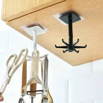 Вращающийся на 360 градусов складной крючок, многоцелевые крючки из АБС-пластика без перфорации, кухонный крючок, водонепроницаемый универсальный крючок для дома, ванной комнаты 1pc