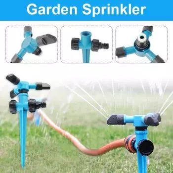 Вращающийся на 360 градусов спринклер для газона с колышком, система полива сада с большой площадью покрытия, регулируемый спринклер для патио синий