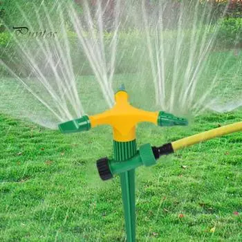 Вращающийся на 360 градусов спринклер для газона, большая площадь покрытия, регулируемая система полива сада, простой в установке спринклер с колышком зелёный/жёлтый