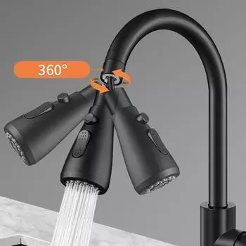 Вращающийся на 360 градусов удлинитель для смесителя, три режима, антиразбрызгиватель для раковины, распылитель для кухни, ванной комнаты, дома, экономящий воду, распылительная головка для душа серебряный