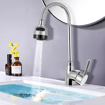 Вращающийся на 360 градусов выдвижной твердый латунный кухонный смеситель для раковины с изливом, излив, раковина с одной ручкой, регулируемый излив, монтируемый на палубе