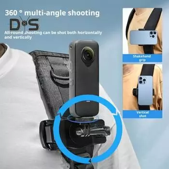 Вращающийся на 360 градусов зажим для рюкзака для Insta360X4/Action3/4/Pocket/X3/Ace Pro Регулируемая конструкция с пряжкой Крепление для экшн-камеры на плечо рюкзака Sets