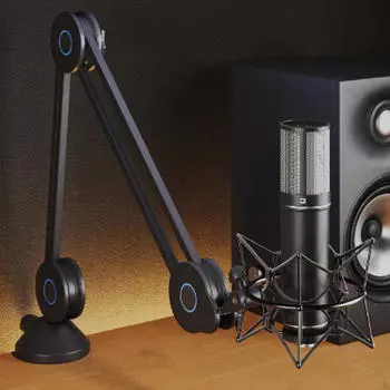 Вращающийся на 360° кронштейн для микрофона. Подставка для микрофона. Настольный зажим для чёрный