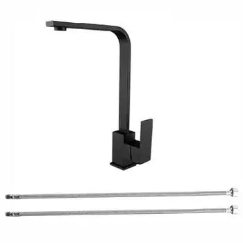 Вращающийся на 360° кухонный кран для питьевой воды с одним отверстием, черные раковины для горячей и холодной чистой воды, настенный смеситель, черный