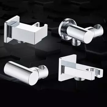 Вращающийся на 360° латунный держатель для ручного душа с распылителем, настенное крепление для ванной комнаты, ручная распылительная насадка, полированный хром чёрный