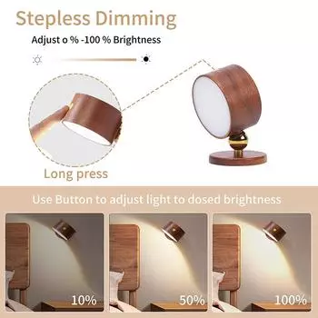 Вращающийся на 360° магнитный светодиодный настенный светильник, прикроватная лампа, светильник для чтения, бук/сапеле, шкаф, ванная комната, спальня, подарок 1pc-Beech wood