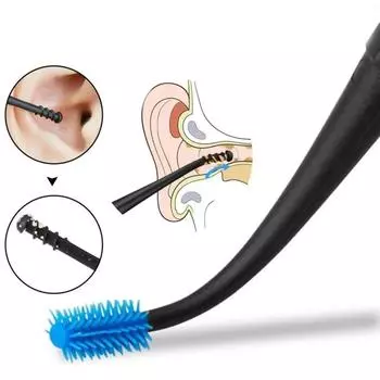 Вращающийся на 360° мягкий силиконовый ушной ершик с двумя концами, инструмент для чистки ушной серы, спиральный очиститель ушей, уход за ушами