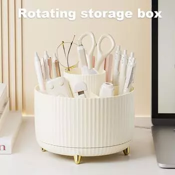 Вращающийся на 360° ящик для хранения кистей для макияжа, многофункциональный органайзер для хранения косметики, 6 отделений для домашнего комода для спальни