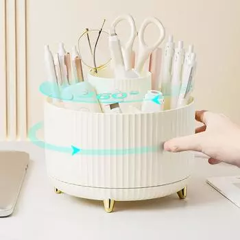 Вращающийся на 360° ящик для хранения кистей для макияжа, многофункциональный 6 отделений, контейнер для помады для макияжа, домашний комод для спальни United States