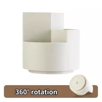 Вращающийся на 360° ящик для хранения кистей для макияжа Ins Карандаш для бровей Коробка для хранения помады Прозрачное ведро для хранения кистей большой емкости белый