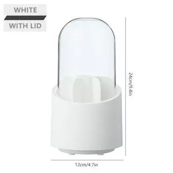 Вращающийся на 360° ящик для хранения кистей для макияжа, портативный настольный косметический органайзер, губная помада, карандаш для бровей, держатель для теней для век белый