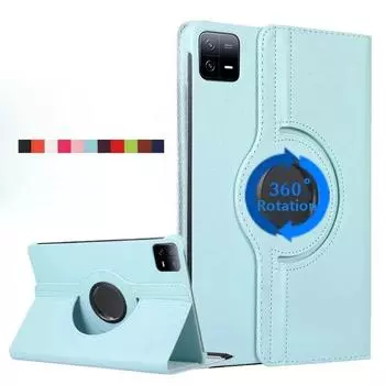 Вращающийся на 360° роскошный деловой кожаный чехол-книжка для планшета Xiaomi Pad 5 Pad 6 Pro 11 дюймов Dopamine PU Soft Skin Feel противоударный защитный чехол For Xiaomi Pad 6 розовый