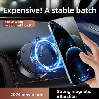 Вращающийся на 360° вакуумный автомобильный держатель для iPhone, магнитное автомобильное крепление, вакуумный держатель для телефона, интеллектуальное автомобильное крепление, держатель для мобильного телефона чёрный