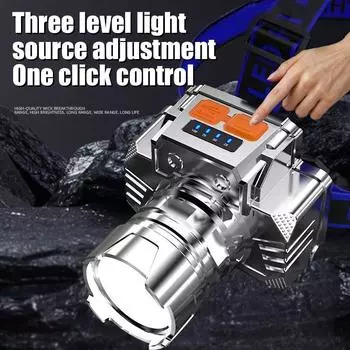 Вращающийся на 60° светодиодный налобный фонарь, третья передача, портативный перезаряжаемый фонарик с креплением на голову для активного отдыха, кемпинга, рыбалки 80MM