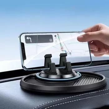 Вращающийся нескользящий автомобильный держатель для телефона с многофункциональным хранилищем на приборной панели и поддержкой навигации синий