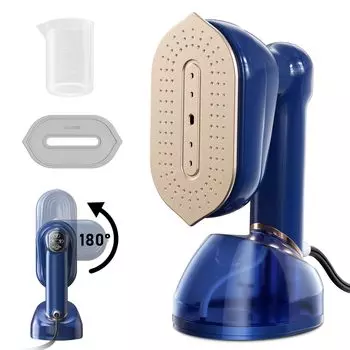 Вращающийся паровой утюг Отпариватель для одежды Разглаживает складки, пока одежда висит на вешалке Увеличение скорости за 20 секунд Регулировка подачи пара Резервуар большой емкости 230 мл Легкий