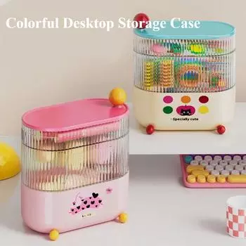 Вращающийся ящик для хранения, настольный, креативный, пластиковый, многослойный, большой емкости, разделенный, для сортировки ювелирных изделий и помады