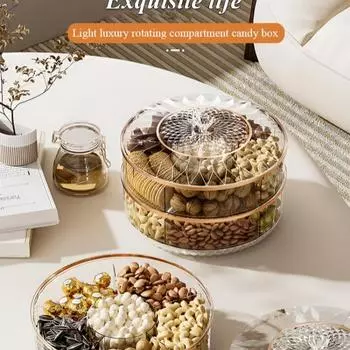 Вращающийся ящик для хранения вещей, светлый, роскошный, витрина для гостиной, тарелка для сухофруктов, ящик для хранения закусок
