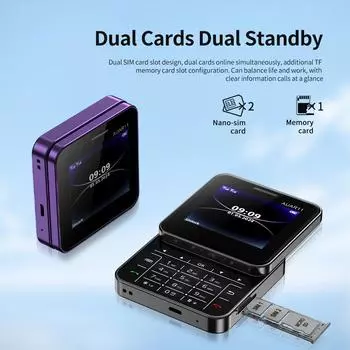 Вращающийся раздвижной экран мобильного телефона с дисплеем 2G GSM, быстрый набор, маленький телефон, новейший многоязычный black чёрный