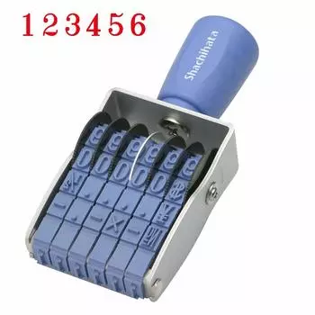 Вращающийся резиновый штамп Shachihata, европейский, 6 рядов, нет. 1. Размер оттиска: приблизительно. 1,7 х 0,3 дюйма (44 х 8 мм), Тело Минчо