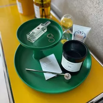 Вращающийся скандинавский поднос для хранения, подставка для ювелирных изделий, круглая, 2 слоя, АБС-пластик, фруктовница, аксессуары для ванной комнаты, органайзер для шкафа бледно-синий