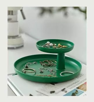 Вращающийся скандинавский поднос для хранения, подставка для ювелирных изделий, круглая, 2 слоя, АБС-пластик, фруктовница бежевый